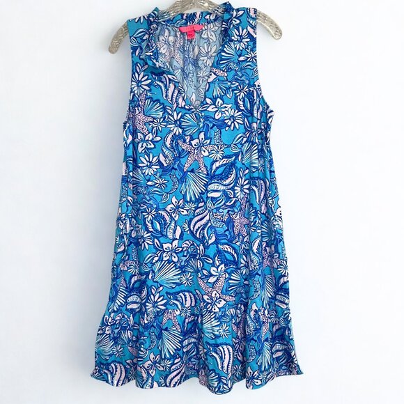 Lilly Pulitzer Blue and White Floral Midi Dress - Picture 1 of 10